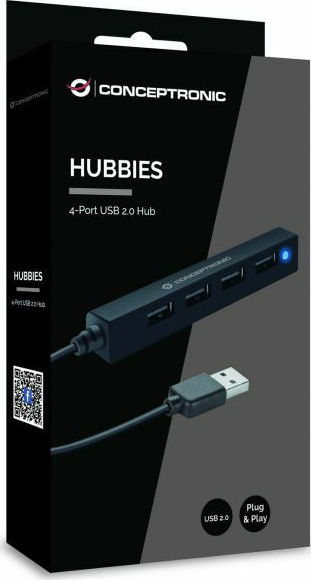 Conceptronic USB 2.0 Hub 4 Θυρών με σύνδεση USB-A (HUBBIES05B) - Image 4