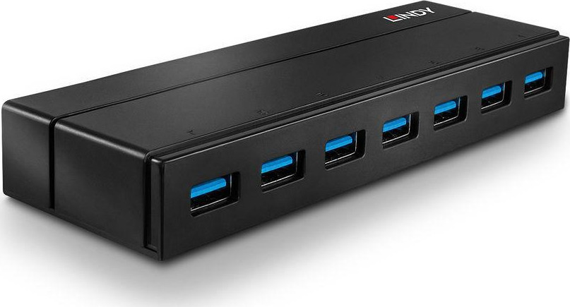 Lindy USB 3.0 Hub 7 Θυρών με σύνδεση USB-A & Θύρα Φόρτισης και Εξωτερική Παροχή Ρεύματος