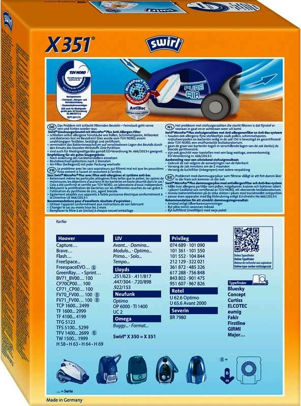 Swirl X351 Σακούλες Σκούπας 4τμχ Συμβατή με Σκούπα Hoover - Image 3