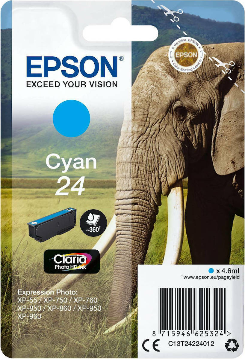 Epson 24 Cyan Γνήσιο Μελάνι Εκτυπωτή InkJet Κυανό (C13T24224010 C13T24224012) - Image 2