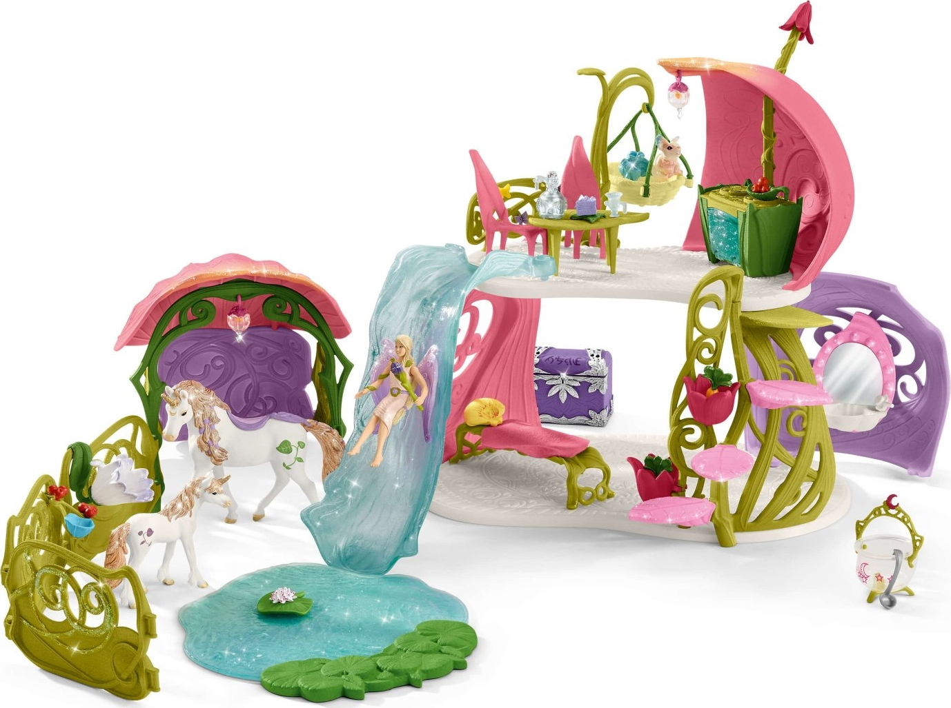 Schleich-S Παιχνίδι Μινιατούρα Glittering Flower House With Unicorns, Lake And Stable Bayala για 5-12 Ετών - Image 2