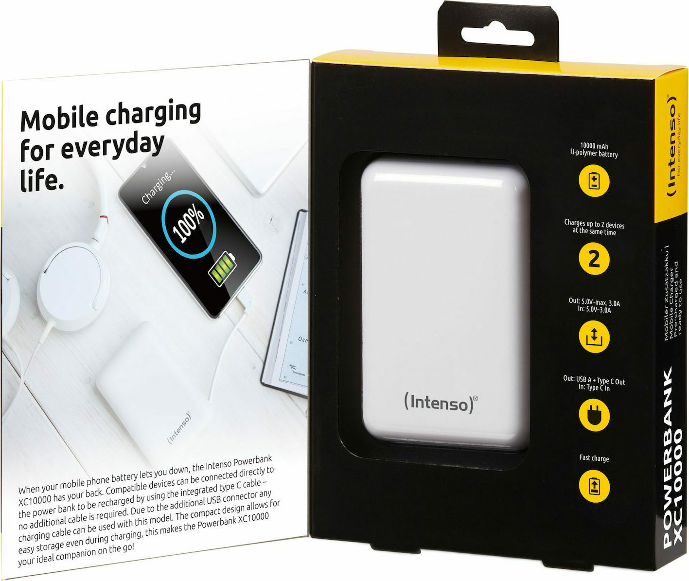 Intenso XC10000 Power Bank 10000mAh με Θύρα USB-A και Θύρα USB-C Λευκό - Image 5