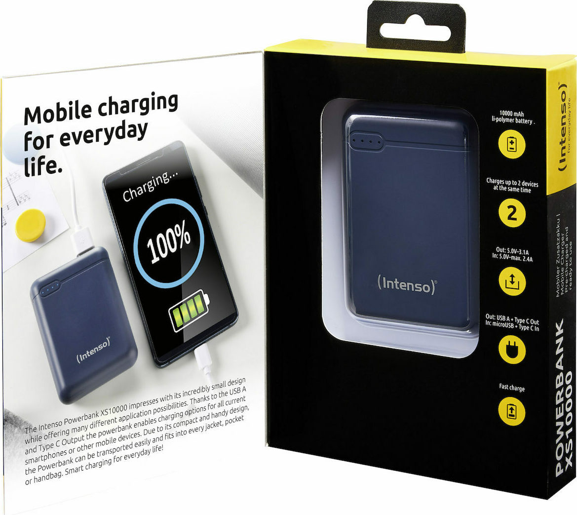 Intenso XS Power Bank 10000mAh με Θύρα USB-A και Θύρα USB-C Μπλε - Image 4