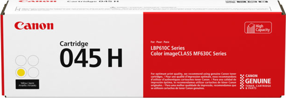 Canon 045H Γνήσιο Toner Laser Εκτυπωτή Κίτρινο High Capacity 2200 Σελίδων (1243C002)
