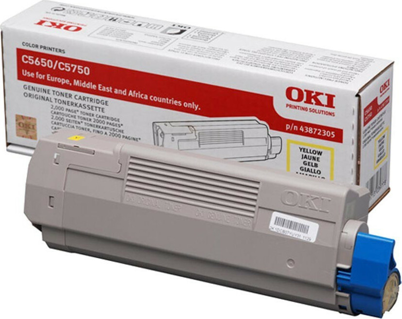 OKI 43872305 Γνήσιο Toner Laser Εκτυπωτή Κίτρινο 2000 Σελίδων