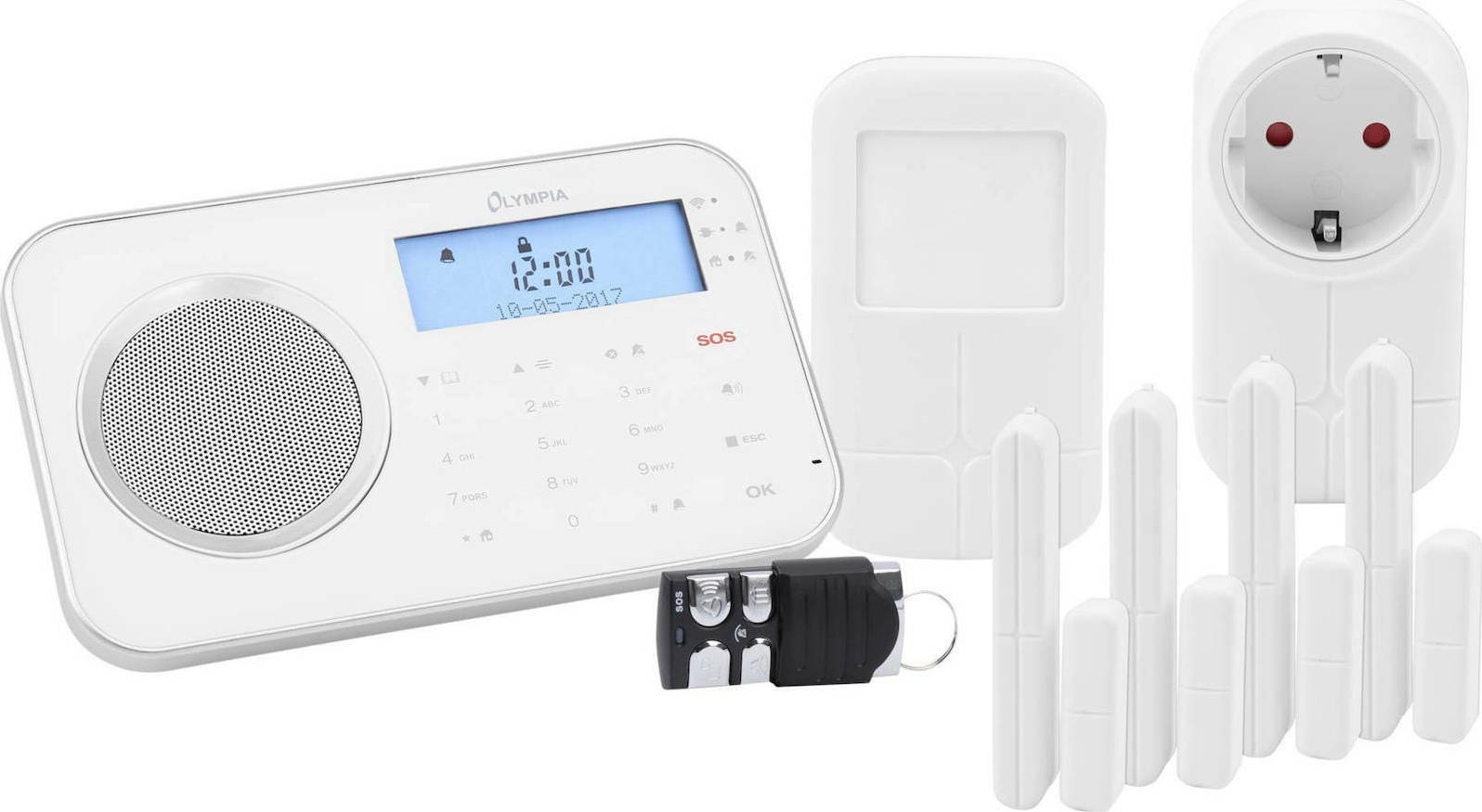 Olympia Prohome 8762 WLAN/GSM Ασύρματο Σύστημα Συναγερμού με Ανιχνευτή Κίνησης , 4 Αισθητήρες Πόρτας , Τηλεχειριστήριο , Κέντρο και Πληκτρολόγιο (Wi-Fi / GSM)