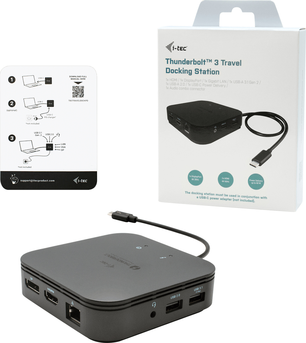 i-tec USB-C Docking Station με HDMI/DisplayPort 4K PD Ethernet (TB3TRAVELDOCKPD) - Image 3