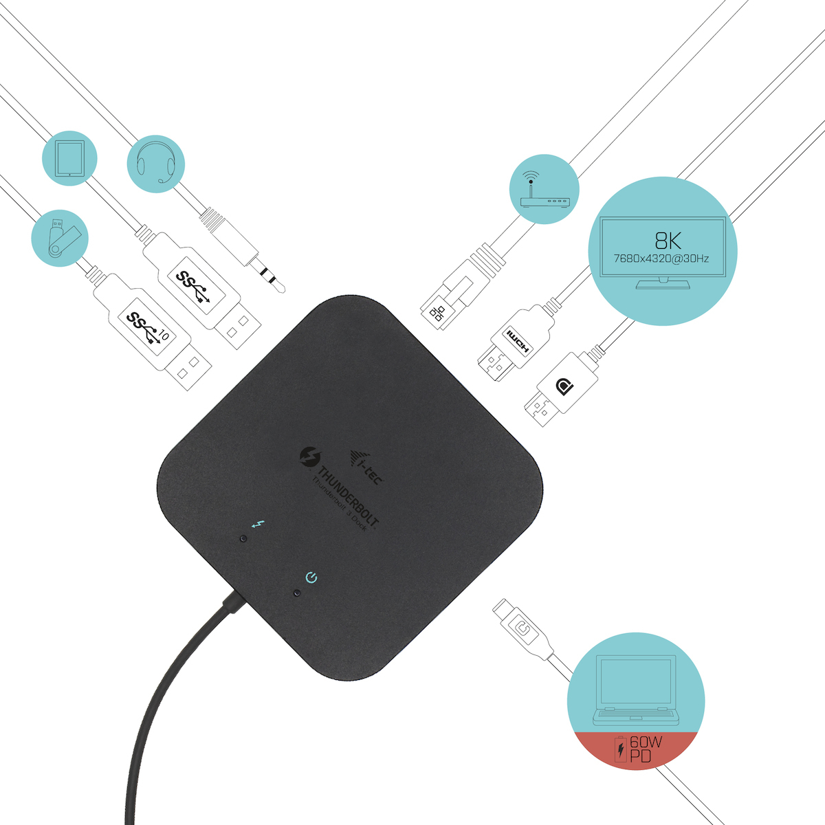 i-tec USB-C Docking Station με HDMI/DisplayPort 4K PD Ethernet (TB3TRAVELDOCKPD) - Image 4