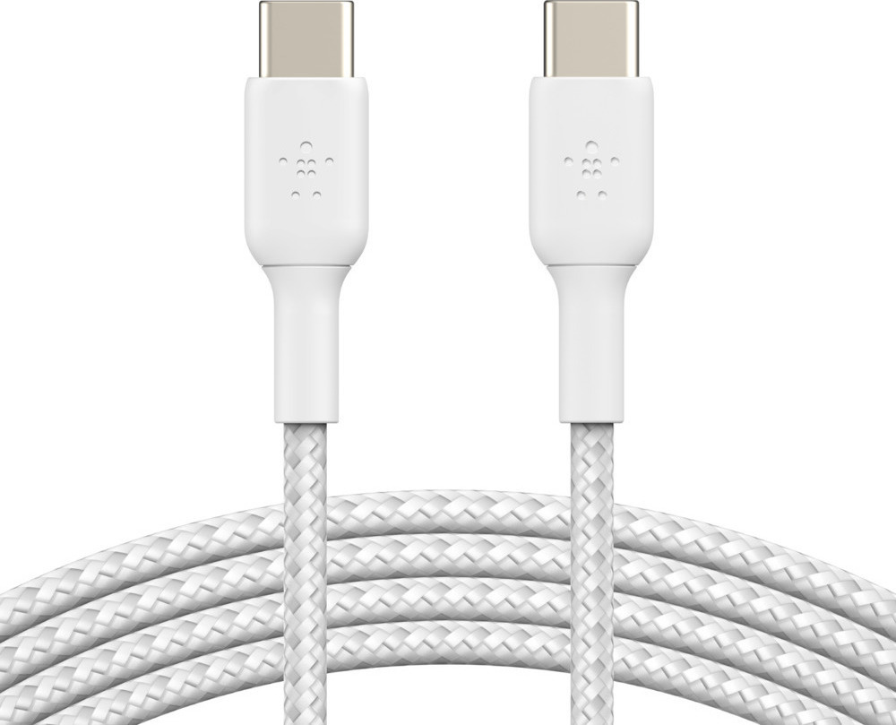 Belkin Braided USB 2.0 Cable USB-C male - USB-C 60W Λευκό 1m (CAB004bt1MWH) - Image 2