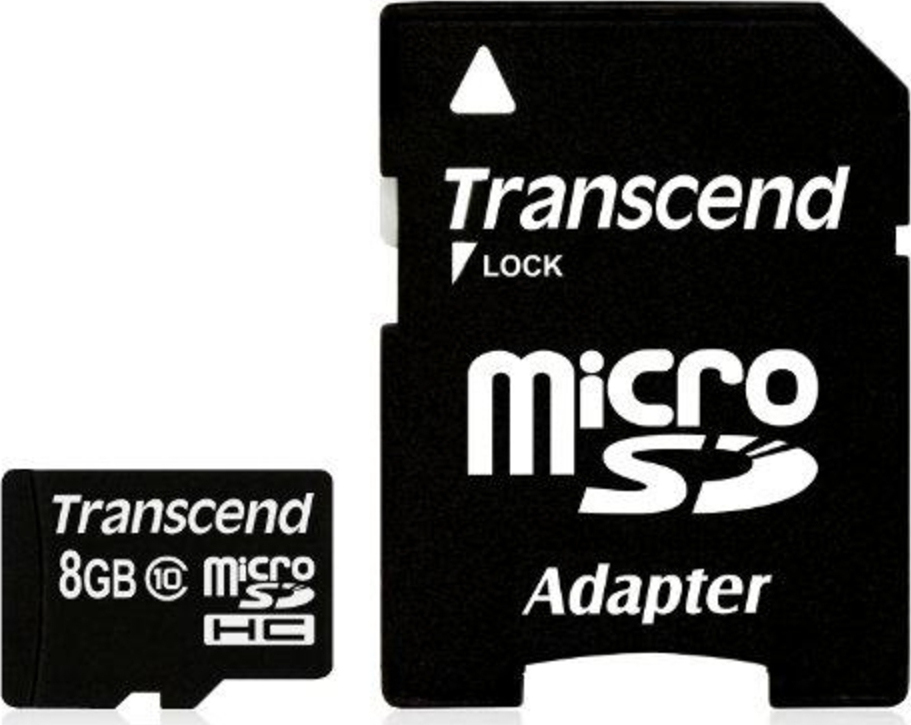 Transcend microSDHC 8GB Class 10 High Speed με αντάπτορα