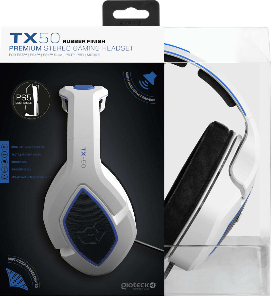 Gioteck TX50 Ασύρματο Neckband / Over Ear Gaming Headset με σύνδεση 3.5mm Λευκό - Image 3