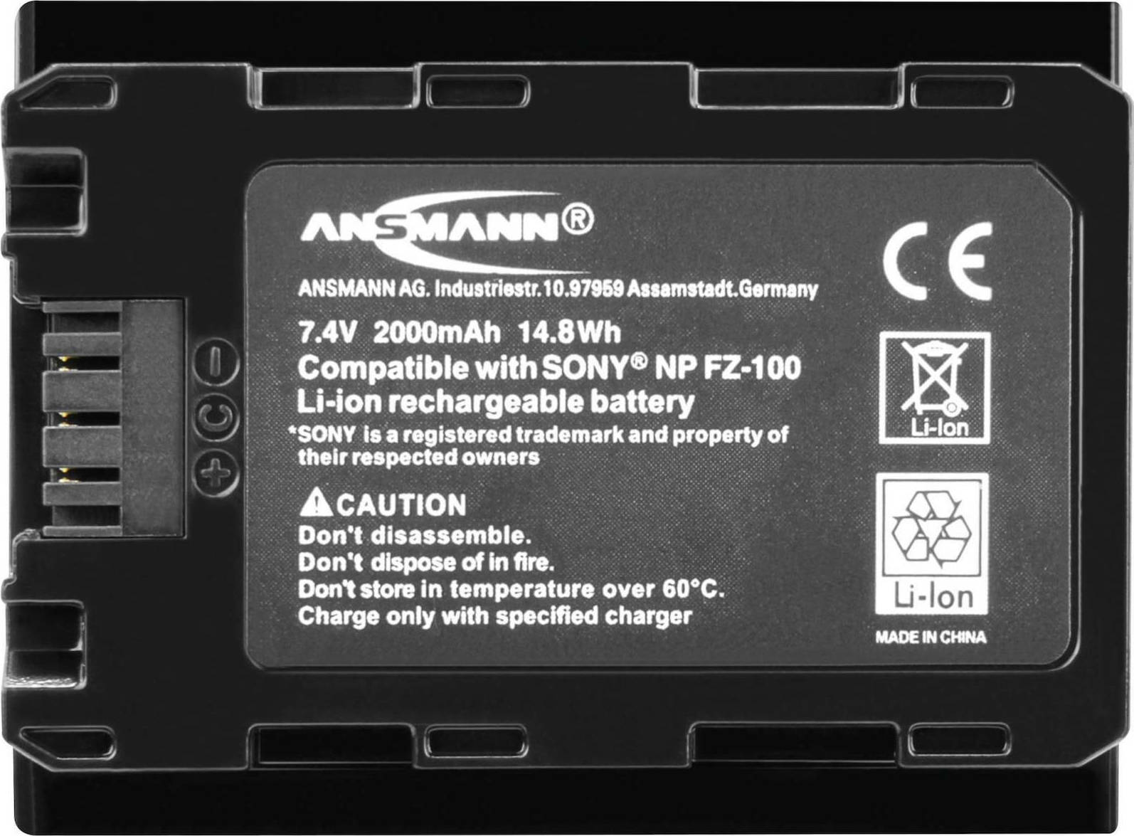 Ansmann Μπαταρία Φωτογραφικής Μηχανής NP FZ-100 Ιόντων-Λιθίου (Li-ion) 2000mAh Συμβατή με Sony - Image 2