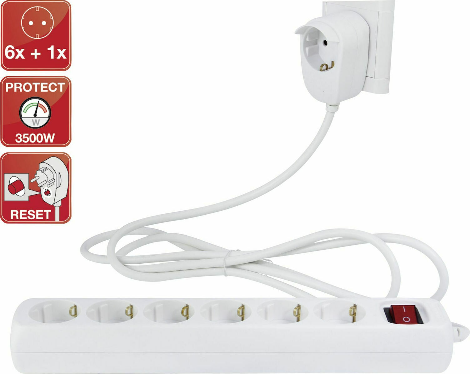 REV WS Πολύπριζο 6 Θέσεων με Διακόπτη και Καλώδιο 2m - Image 2