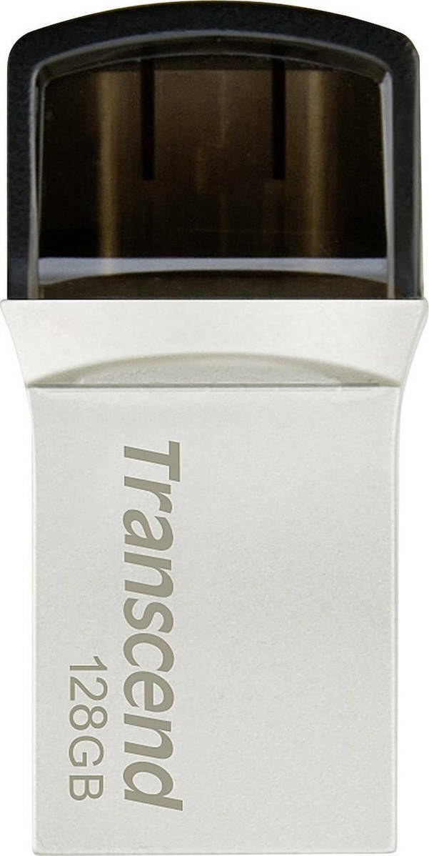 Transcend JetFlash 890 128GB USB 3.1 Stick με σύνδεση USB-A & USB-C Ασημί - Image 2