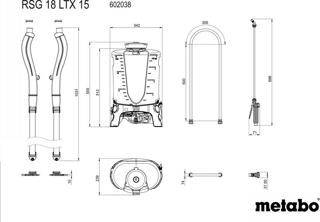 Metabo RSG 18 LTX 15 Ψεκαστήρας Πλάτης Solo 18V 15lt - Image 4