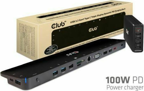 Club3D USB-C Docking Station με HDMI/DisplayPort 4K PD Ethernet (CSV-1564W100) - Image 2