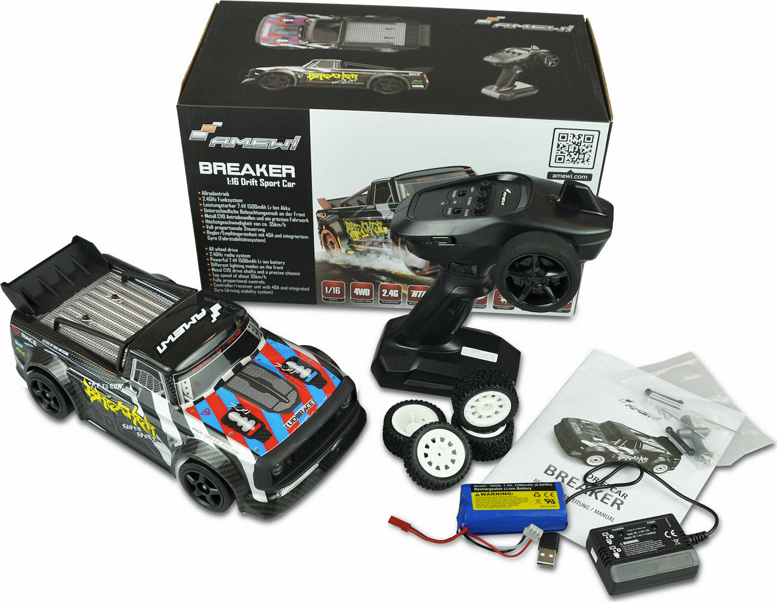 Amewi Sport Τηλεκατευθυνόμενο Αυτοκίνητο Drift 4WD Μαύρο 21087 - Image 3