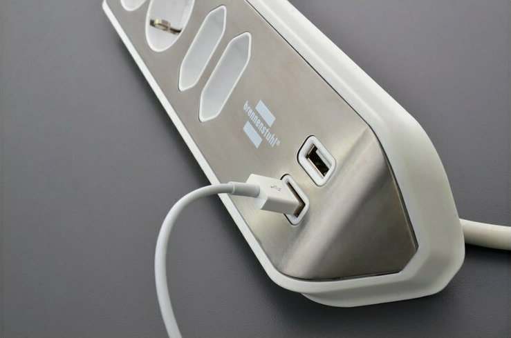 Brennenstuhl Πολύπριζο 4 Θέσεων με 2 USB-A και Καλώδιο 2m Ασημί 1153590420 - Image 3