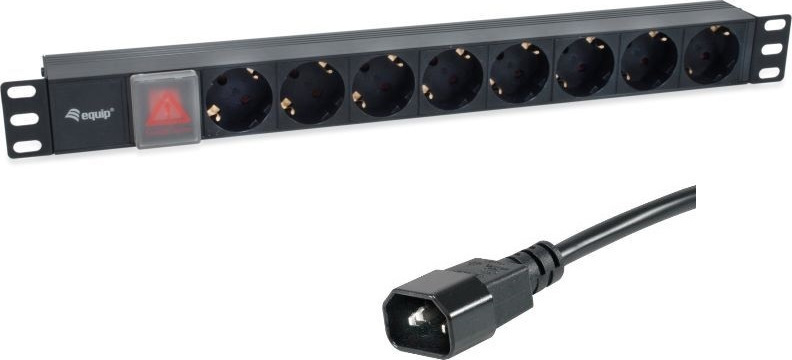 Equip Πολύπριζο Rack 19" 1U με Καλώδιο C14 1.8m & 8 Sockets