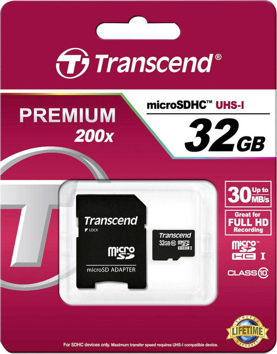 Transcend Premium microSDHC 32GB Class 10 High Speed με αντάπτορα - Image 2