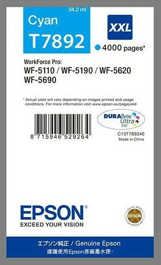 Epson T7892XXL Γνήσιο Μελάνι Εκτυπωτή InkJet Κυανό (C13T789240) - Image 7