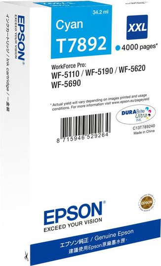 Epson T7892XXL Γνήσιο Μελάνι Εκτυπωτή InkJet Κυανό (C13T789240) - Image 6