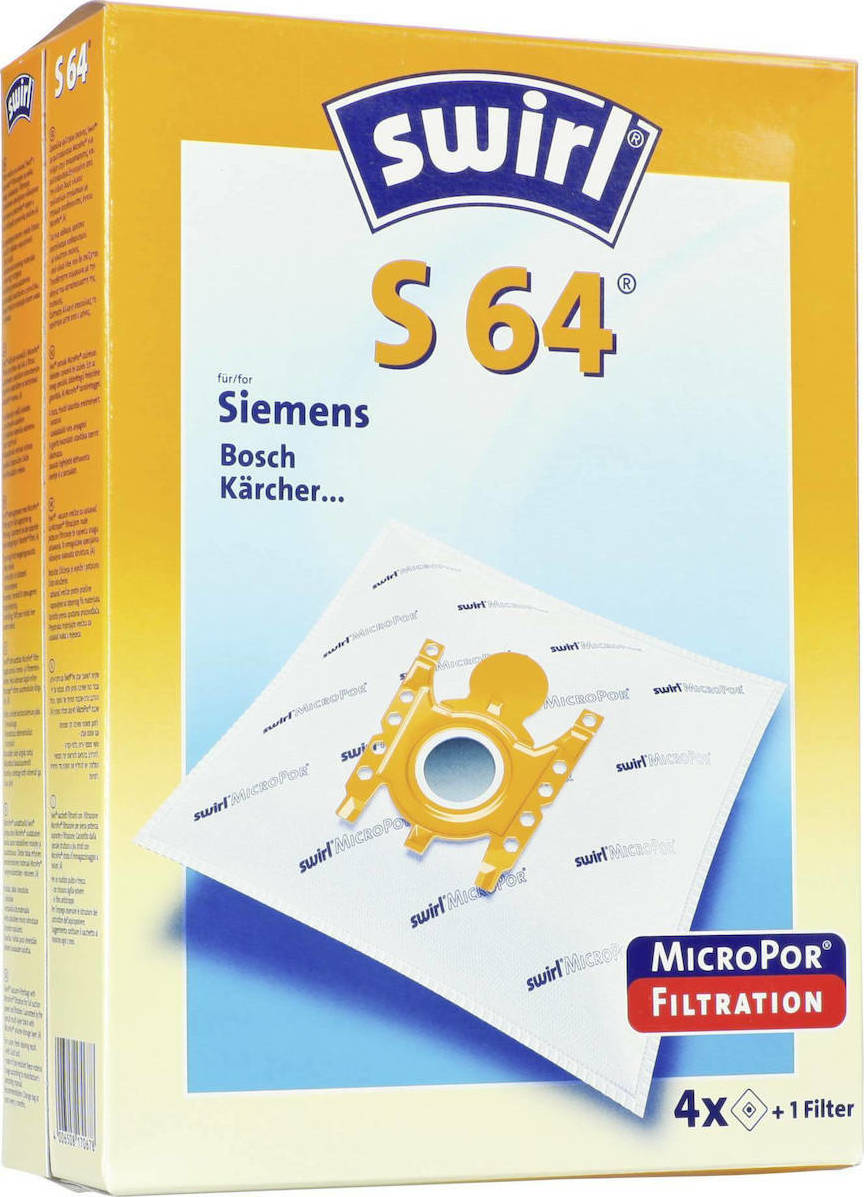 Swirl S64 Σακούλες Σκούπας 4τμχ Συμβατή με Σκούπα Bosch / Karcher / Siemens - Image 2