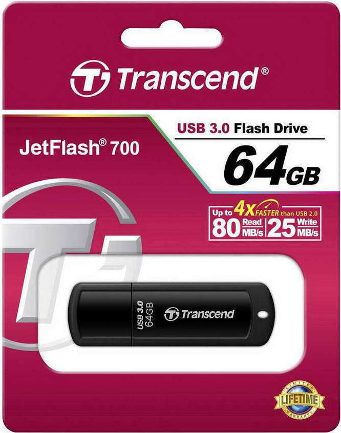 Transcend Jetflash 700 64GB USB 3.0 Stick Μαύρο - Image 7