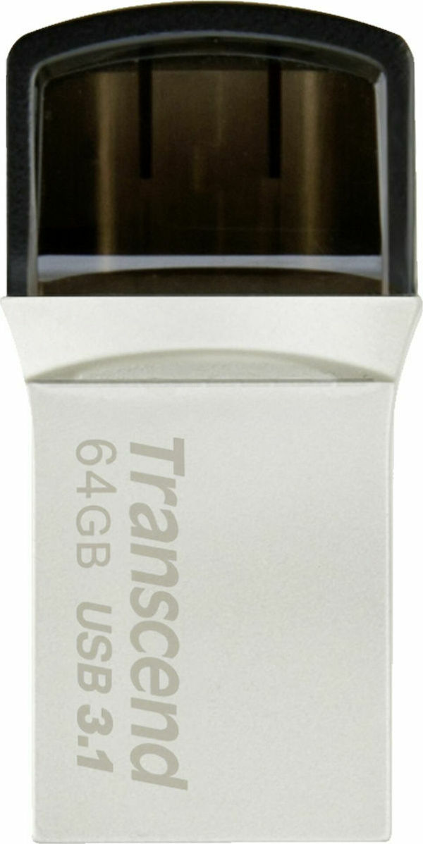 Transcend JetFlash 890 64GB USB 3.1 Stick με σύνδεση USB-A & USB-C Μαύρο