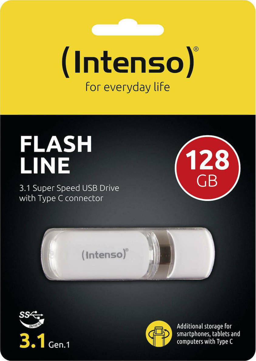 Intenso Flash Line 128GB USB 3.1 Stick με σύνδεση USB-C Λευκό - Image 3