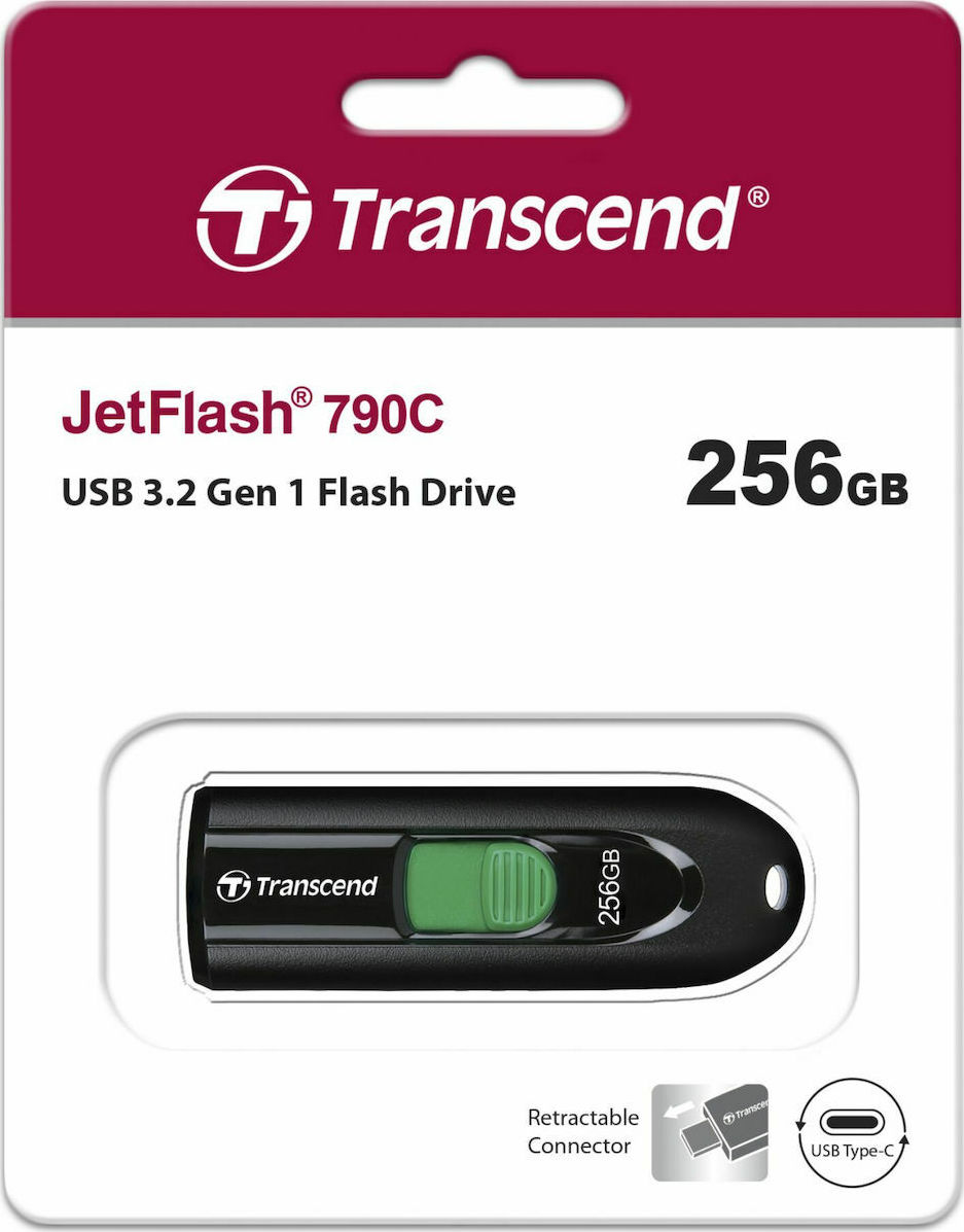 Transcend JetFlash 790C 256GB USB 3.1 Stick με σύνδεση USB-C Μαύρο - Image 5
