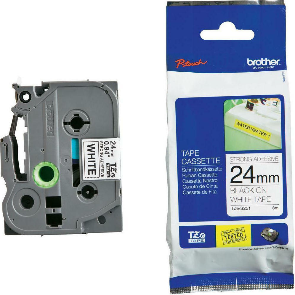 Brother TZE-S251 Ταινία Ετικετογράφου 8m x 24mm σε Μαύρο Χρώμα TZE-S251