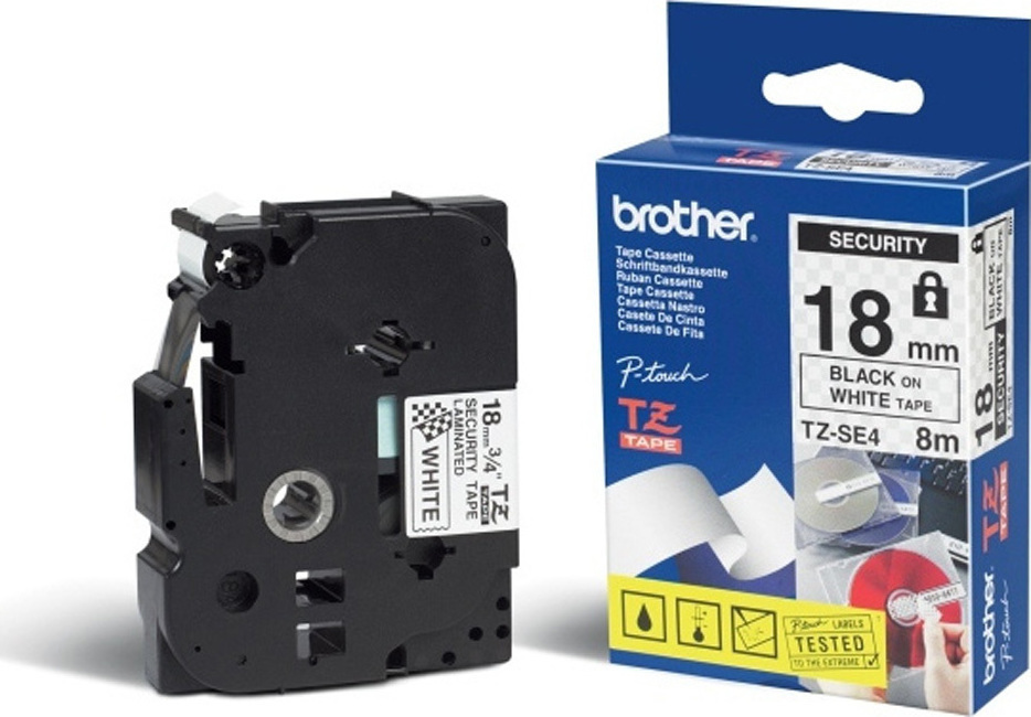 Brother TZE-SE4 Ταινία Ετικετογράφου 8m x 18mm σε Λευκό Χρώμα