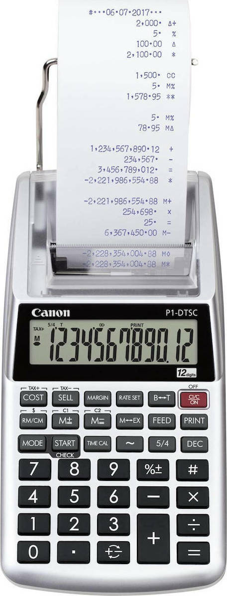 Canon P1-DTSC Αριθμομηχανή Χαρτοταινίας 12 Ψηφίων σε Ασημί Χρώμα