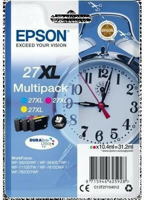 Epson 27XL Γνήσιο Πακέτο 3 Μελανιών Εκτυπωτή InkJet Κίτρινο / Κυανό / Ματζέντα (C13T27154010 C13T27154012) - Image 3