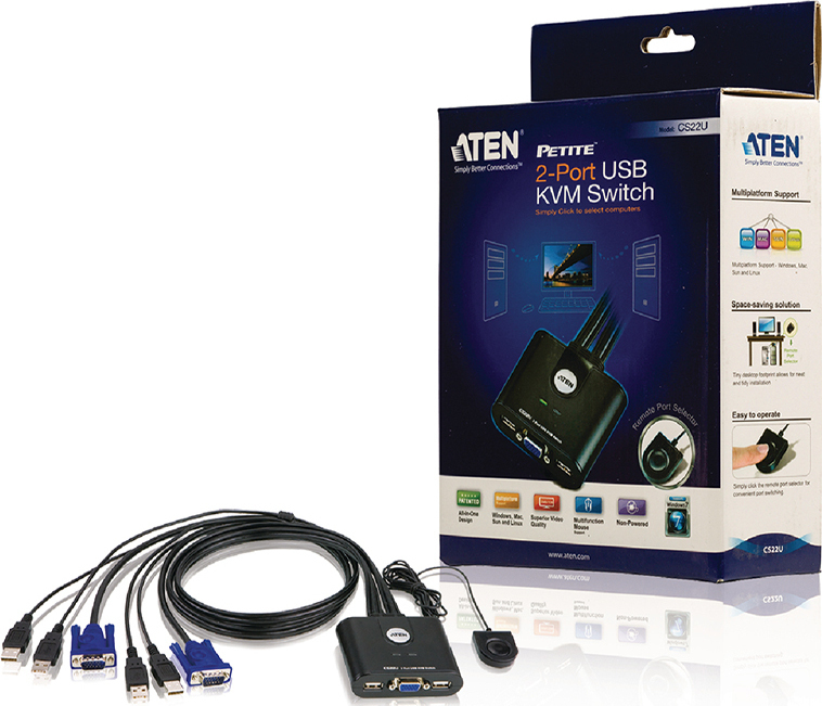 Aten 2-Port USB VGA Cable KVM Switch with Remote Port Selector - Image 5