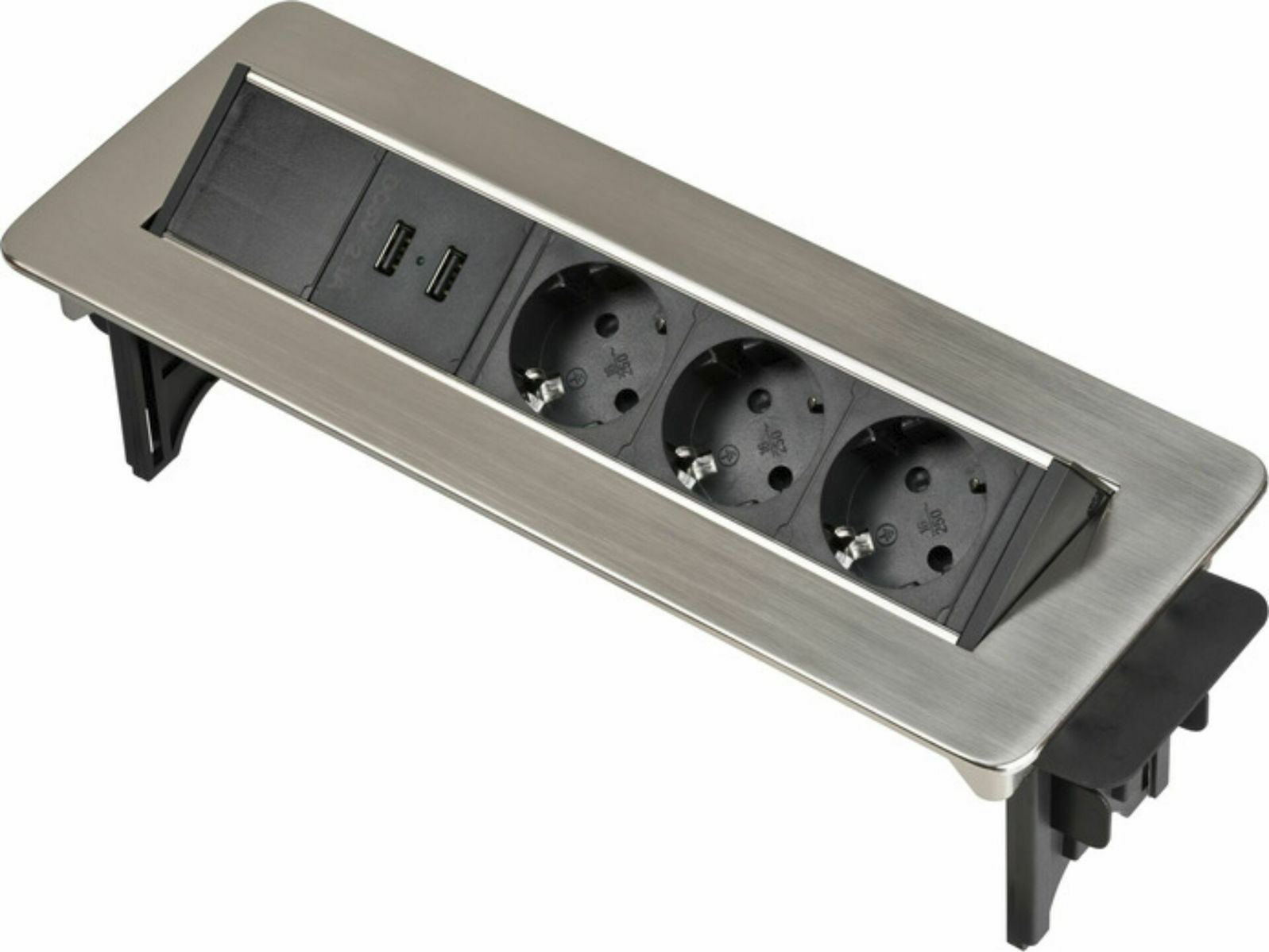 Brennenstuhl Πολύπριζο 3 Θέσεων με 2 USB-A και Καλώδιο 2m Ασημί