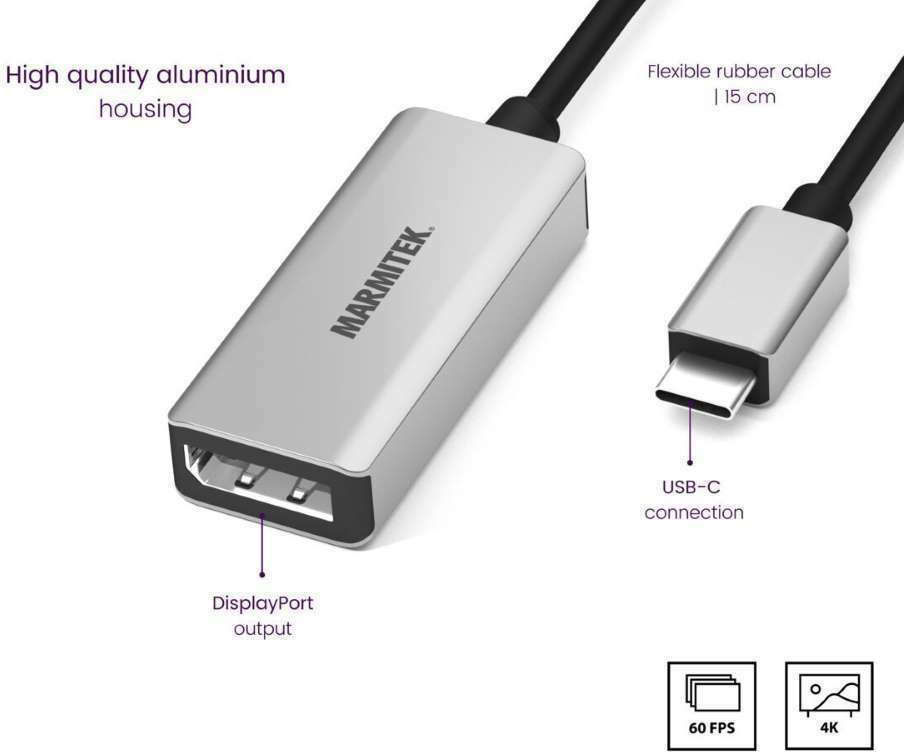 Marmitek USB-C male σε DisplayPort female (8371) - Image 2