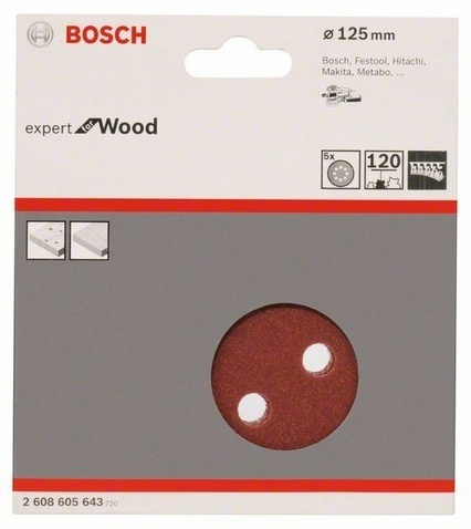 Bosch Φύλλο Λείανσης Έκκεντρου Τριβείου K120 με Τρύπες 125x125mm Σετ 5τμχ - Image 4
