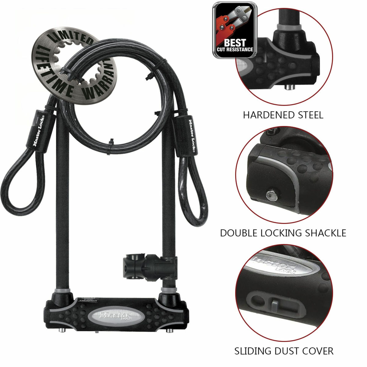 Master Lock U-Lock Κλειδαριά Ποδηλάτου Πέταλο με Κλειδί Μαύρη 13mm - Image 3