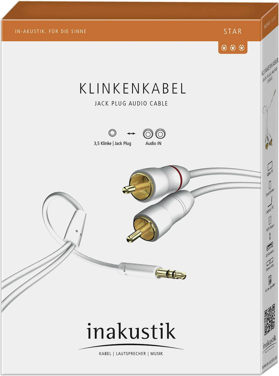 Inakustik Καλώδιο 3.5mm male - RCA male Λευκό 3m (00310003)