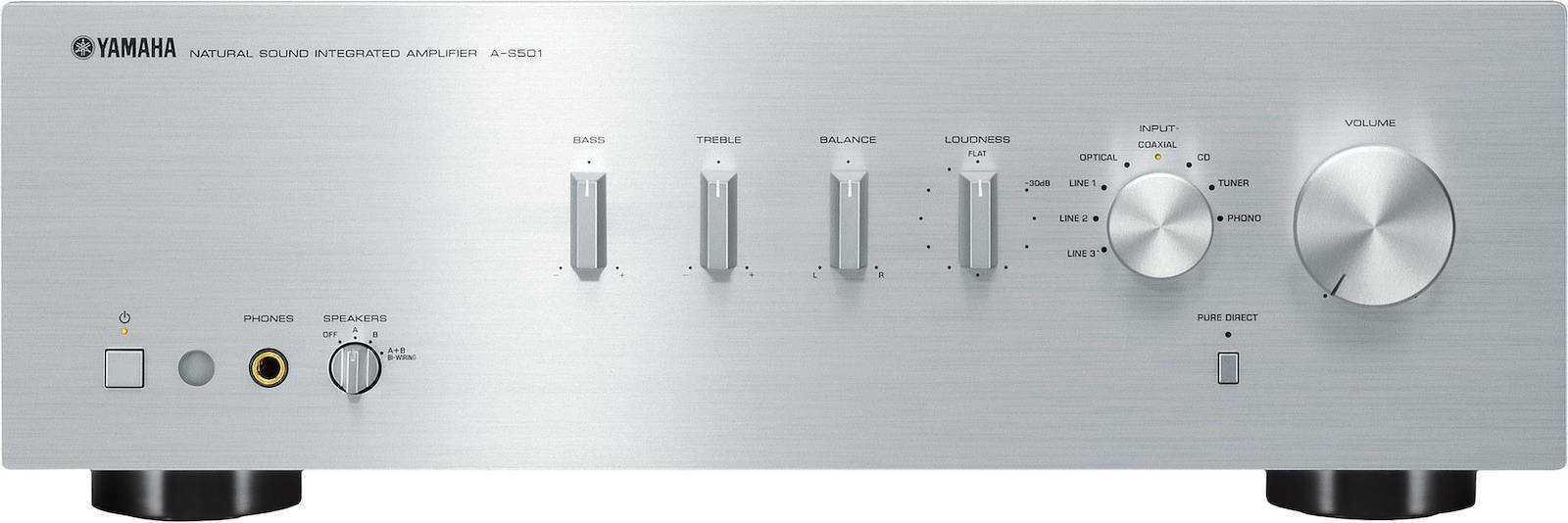 Yamaha A-S501 Ολοκληρωμένος Ενισχυτής Hi-Fi Stereo 120W/4Ω 85W/8Ω S000.30904 Ασημί