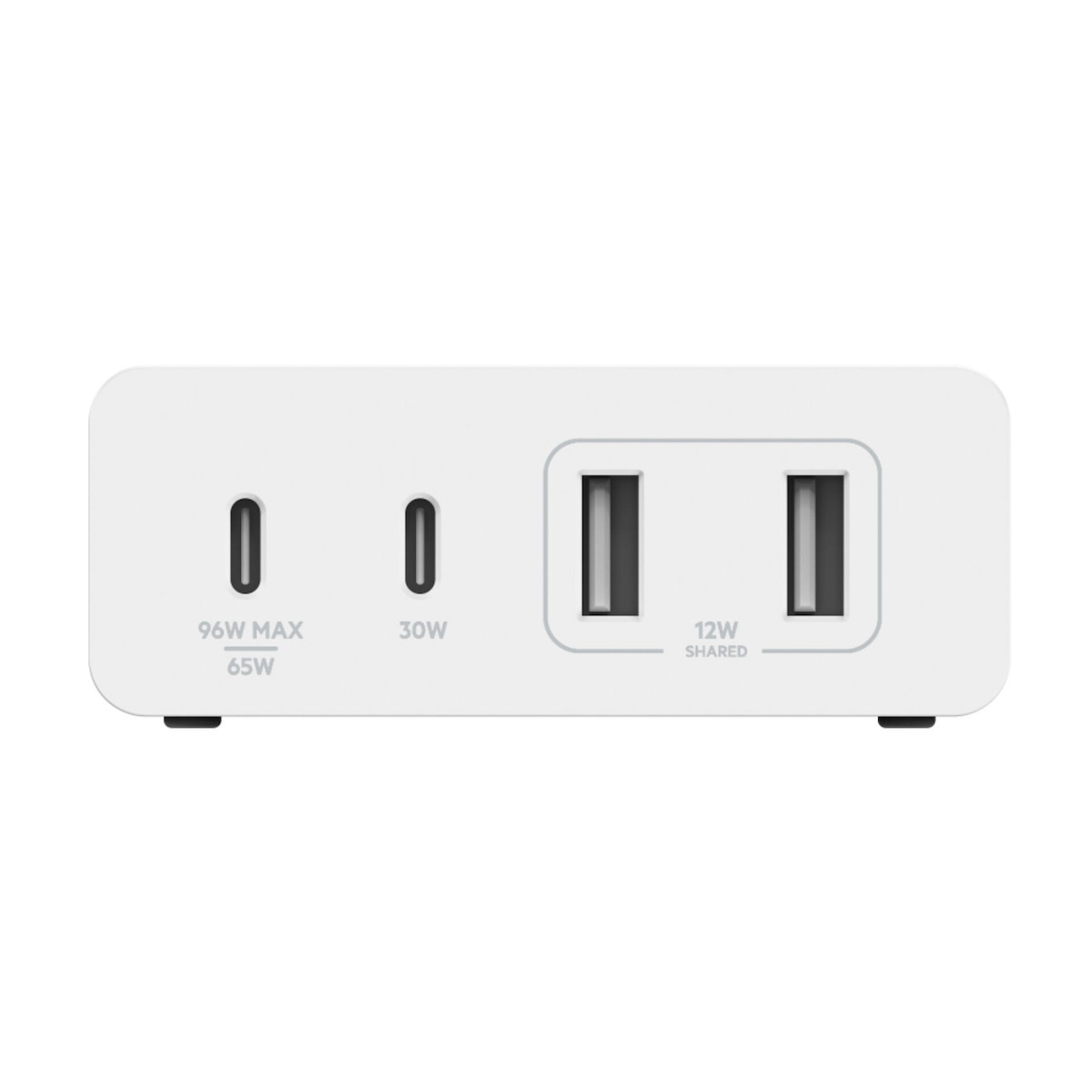 Belkin Φορτιστής με Ενσωματωμένο Καλώδιο με 2 Θύρες USB-A και 2 Θύρες USB-C 108W Power Delivery Λευκός (WCH010vfWH)