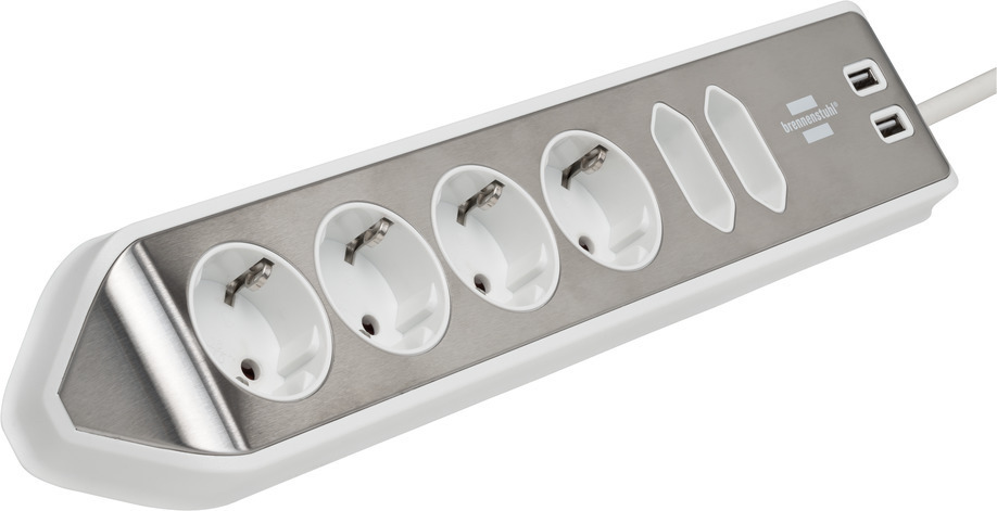 Brennenstuhl Πολύπριζο 6 Θέσεων με 2 USB-A και Καλώδιο 2m Ασημί - Image 2