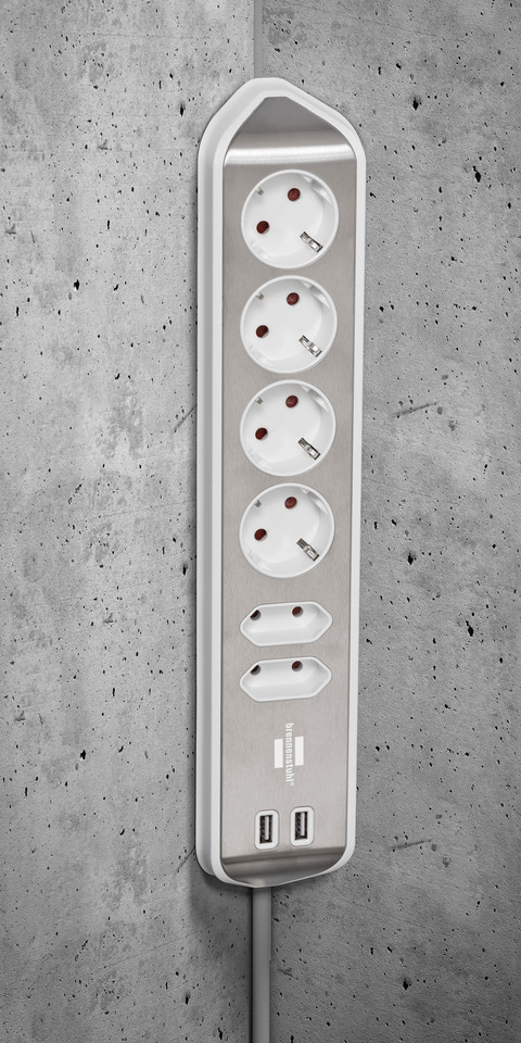 Brennenstuhl Πολύπριζο 6 Θέσεων με 2 USB-A και Καλώδιο 2m Ασημί - Image 13