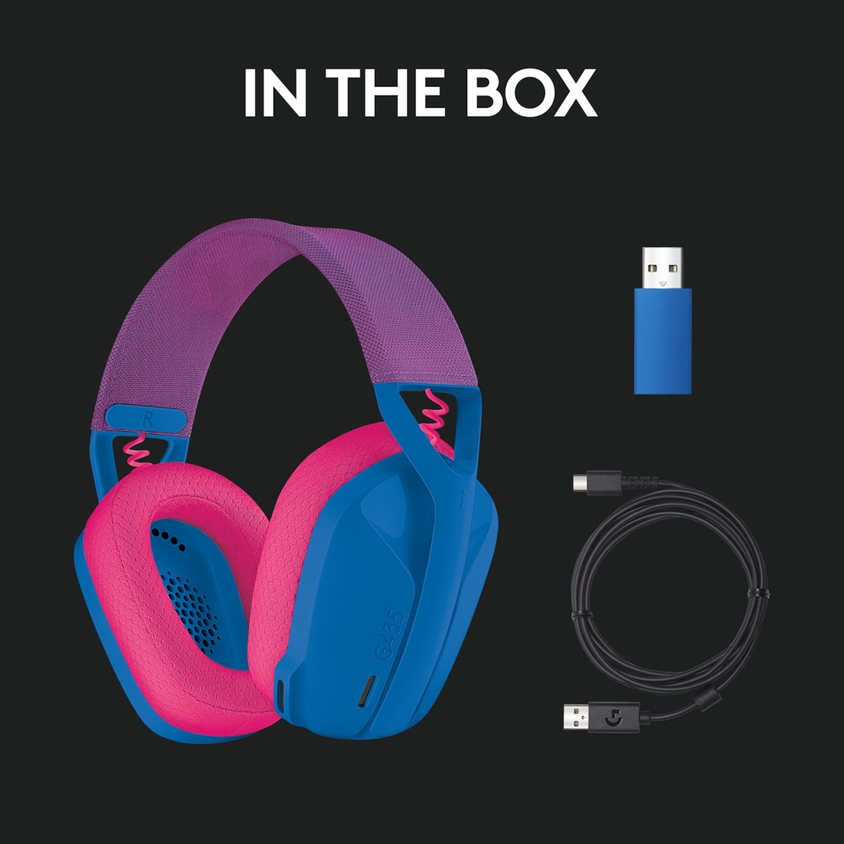 Logitech G435 Lightspeed Ασύρματο Over Ear Gaming Headset με σύνδεση Bluetooth / USB Μπλε/Φούξια - Image 8