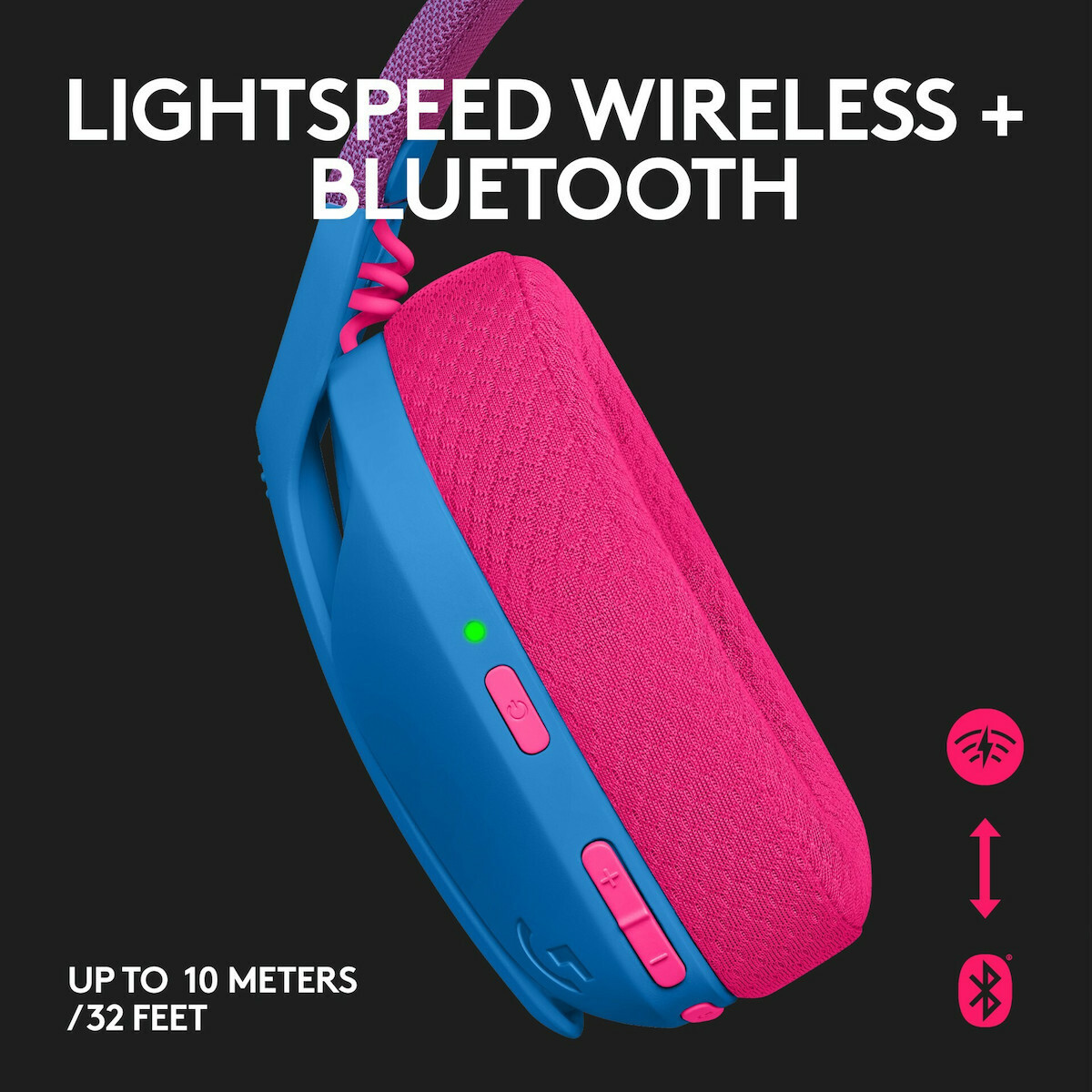 Logitech G435 Lightspeed Ασύρματο Over Ear Gaming Headset με σύνδεση Bluetooth / USB Μπλε/Φούξια - Image 9