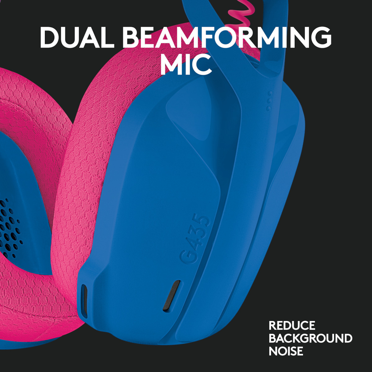 Logitech G435 Lightspeed Ασύρματο Over Ear Gaming Headset με σύνδεση Bluetooth / USB Μπλε/Φούξια - Image 6