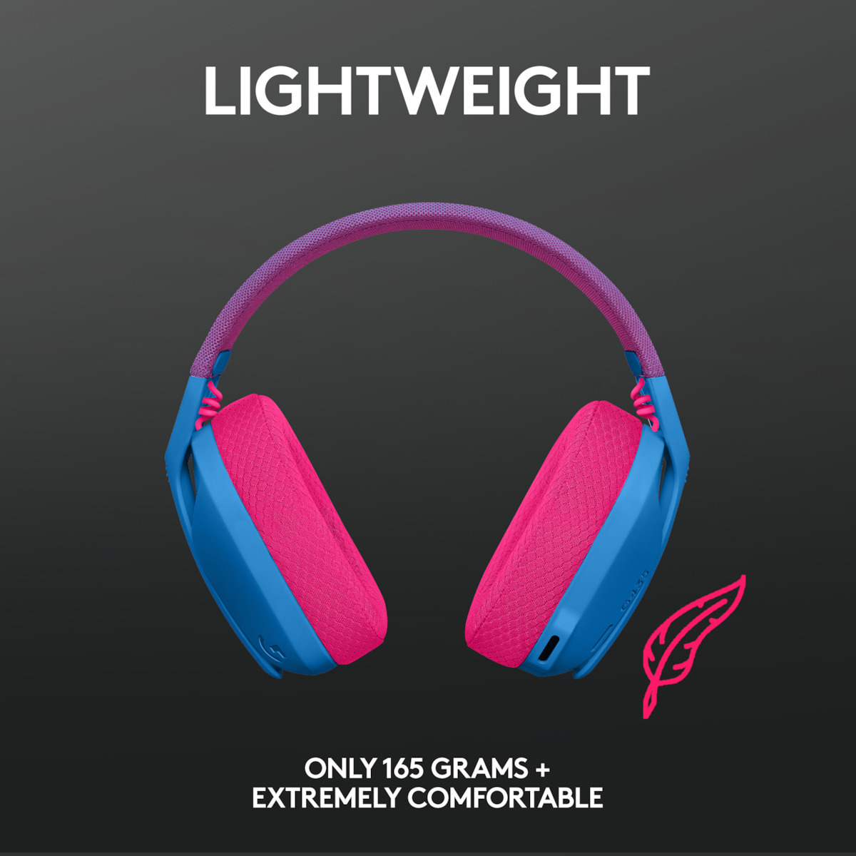 Logitech G435 Lightspeed Ασύρματο Over Ear Gaming Headset με σύνδεση Bluetooth / USB Μπλε/Φούξια - Image 10
