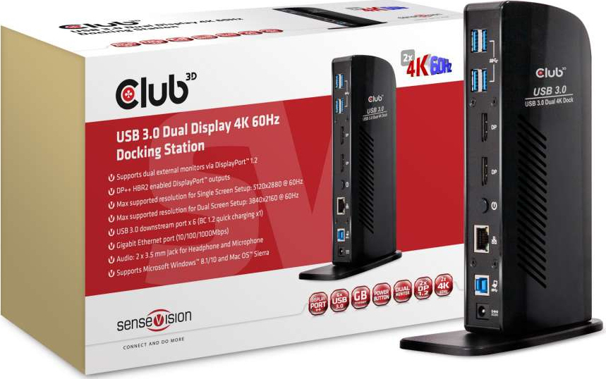 Club3D USB-A / USB-C Docking Station με DisplayPort 4K PD Ethernet (CSV-1460) - Image 2